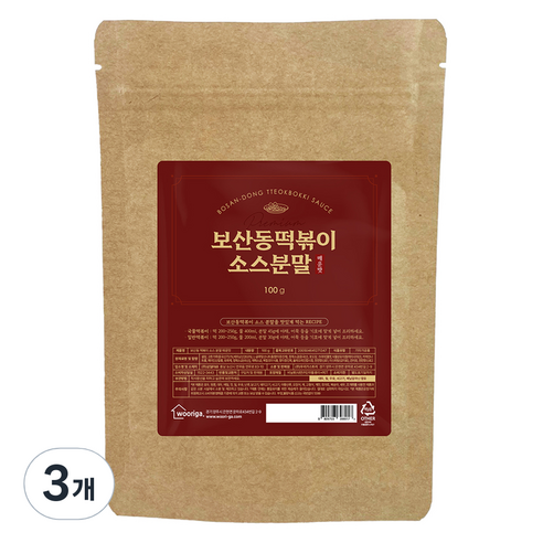 우리가스토리 보산동 떡볶이 소스 분말 매운맛, 3개, 100g