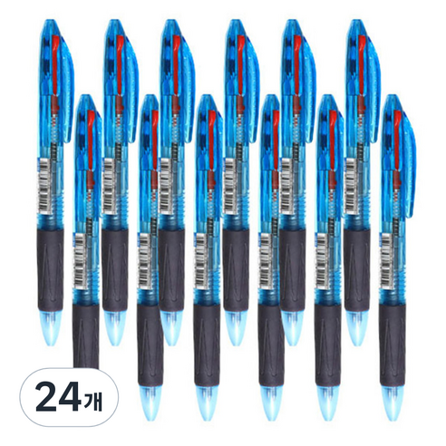 모닝글로리 슬립온 3색 볼펜 0.7 mm, 블루, 24개
