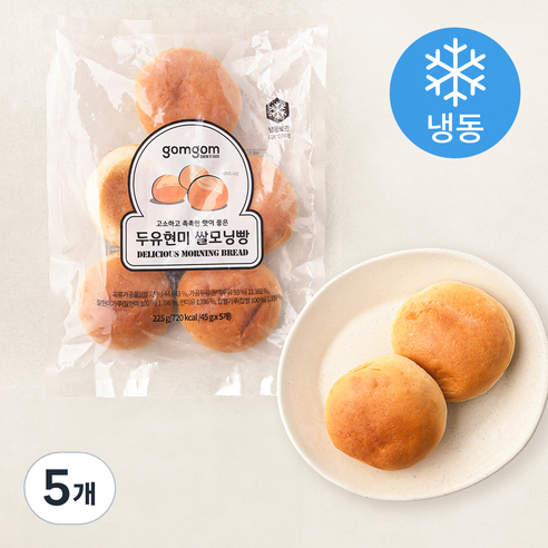 곰곰 두유현미 쌀모닝빵 (냉동), 225g, 5개