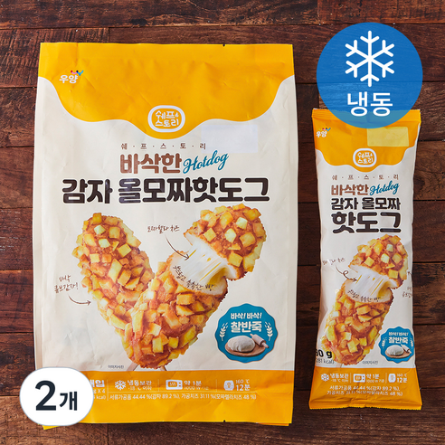 쉐프스토리 바삭한 감자 올모짜 핫도그 (냉동), 90g, 4개입, 2개