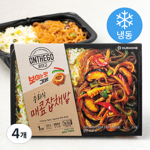아워홈 온더고 중화식 매콤잡채밥 (냉동), 295g, 4개