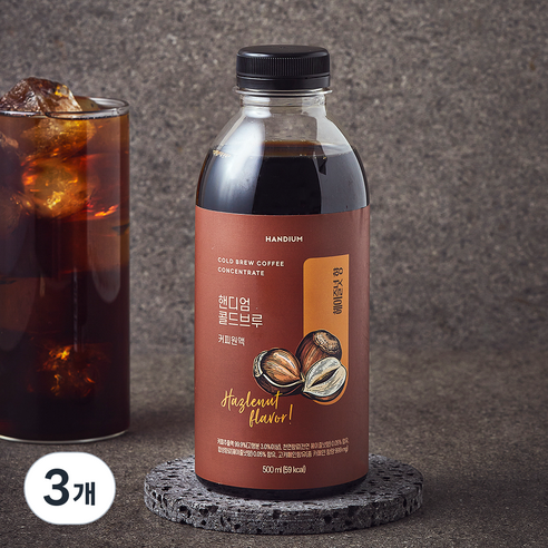 핸디엄 콜드브루 커피원액 헤이즐넛향, 3개, 500ml