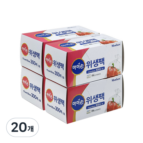 마미손 위생팩 5호 소 17 x 25 cm, 소(S), 300개, 20개