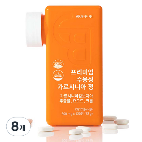 에버비키니 프리미엄 수용성 가르시니아 정 다이어트 보조제 72g, 120정, 8개