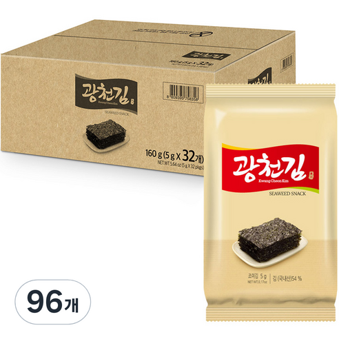 광천김 도시락 김, 5g, 96개