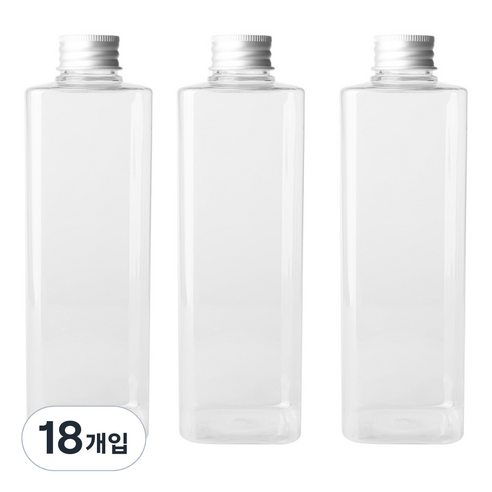 병도매닷컴 DTS500 투명 음료용기 알루미늄 실버캡, 500ml, 18개