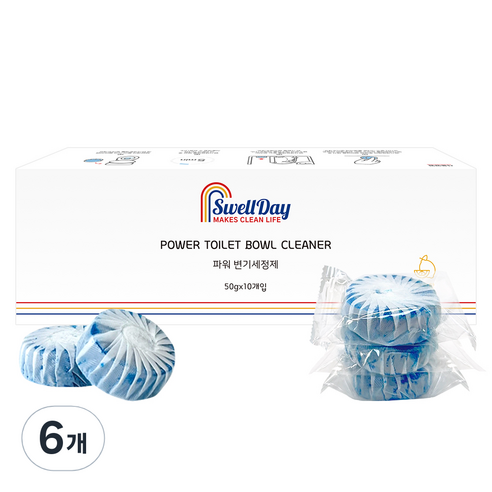 스웰데이 개별포장 파워 변기세정제 10p, 500g, 6개