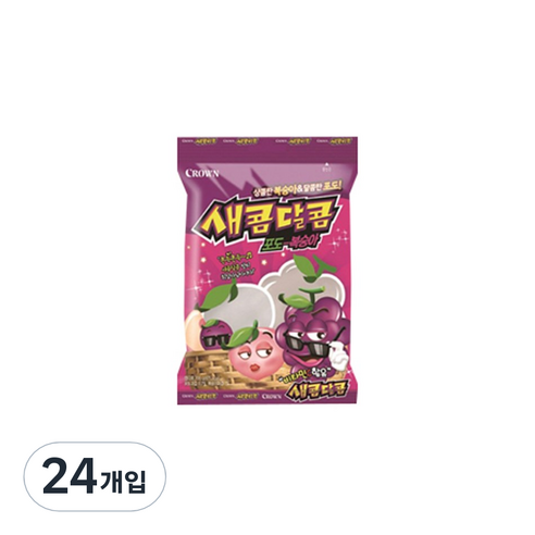 크라운 새콤달콤 포도복숭아 츄잉캔디, 200g, 24개입