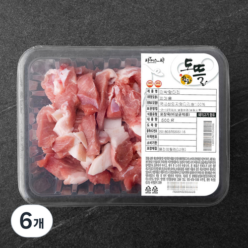 파머스팩 한돈 미박앞다리 찌개용 (냉장), 500g, 6개
