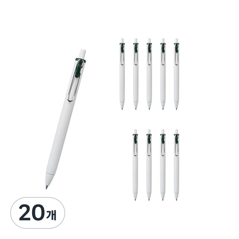 유니볼 원 중성 잉크펜 0.38mm, 그린블랙, 20개