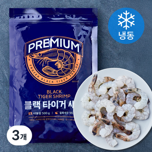 프레시지 프리미엄 블랙타이거 새우 (냉동), 3개, 300g