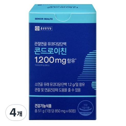종근당건강 관절연골 뮤코다당단백 콘드로이친, 60정, 4개