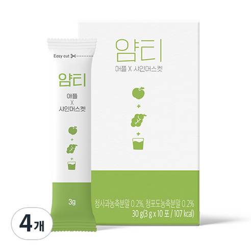 얌티 애플 샤인머스켓 분말, 3g, 10개입, 4개