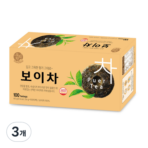 우리차 보이차, 0.6g, 100개입, 3개
