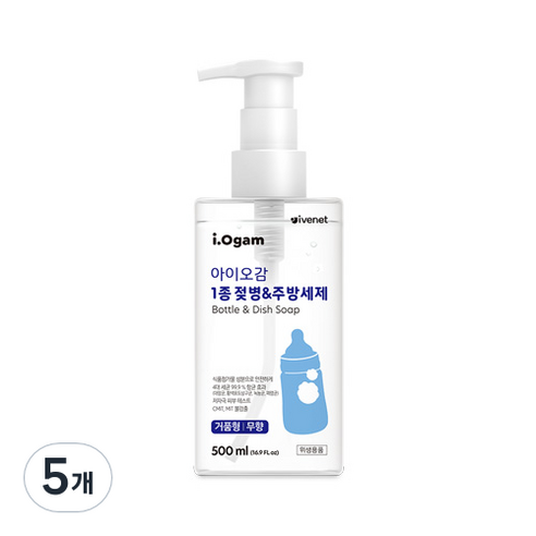 아이오감 거품형 젖병 & 주방세제 무향, 500ml, 5개