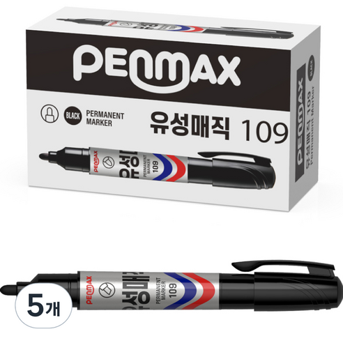 펜맥스 점보 유성매직 109 12p, 흑색, 5개