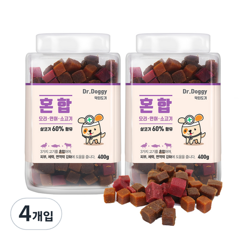 닥터도기 져키 강아지 간식, 혼합맛, 400g, 4개