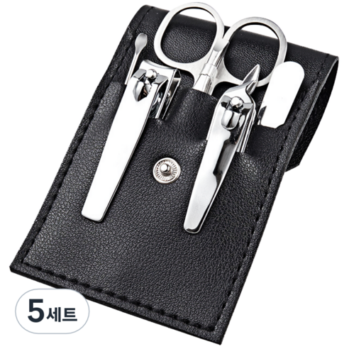 리빙홈디테일 휴대용 손톱깍이 7종 세트, 5세트, 블랙
