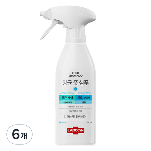 랩신 항균 풋샴푸 쿨링케어 클린 허브향, 1개입, 6개, 410ml
