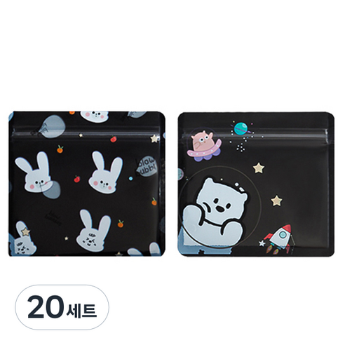 마켓감성 스몰 캔디 지퍼백 2p 세트, 20세트, 4호 랜덤발송