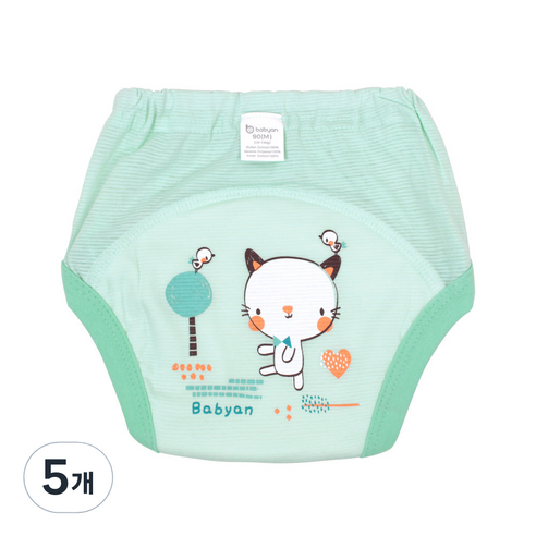 베이비앙 큐티캣 배변훈련팬티, 혼합색상, 5개