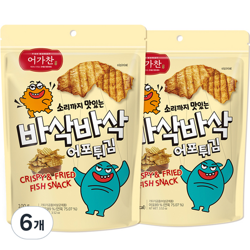 어가찬 광천김 바삭바삭 어포 튀김, 100g, 6개