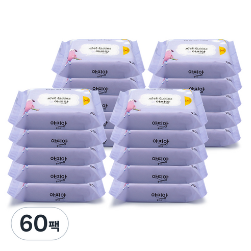 아띠앙 자연처럼 물티슈 휴대형, 20매, 60세트