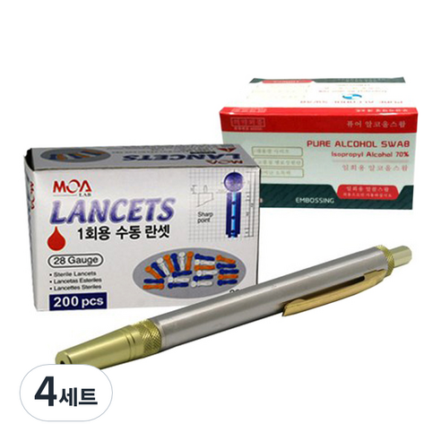 동화 채혈기+채혈침 28G 200p + 알콜솜 100p 세트 채혈기/채혈침, 4세트