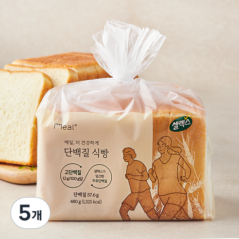 밀도 셀렉스 단백질 식빵, 480g, 5개