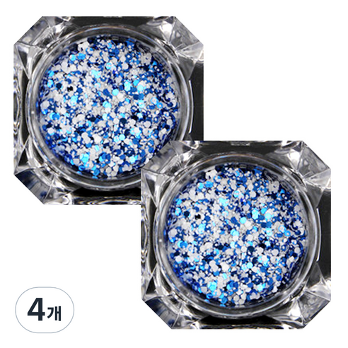 이코디 육각 네일글리터 1mm, 블루, 4개