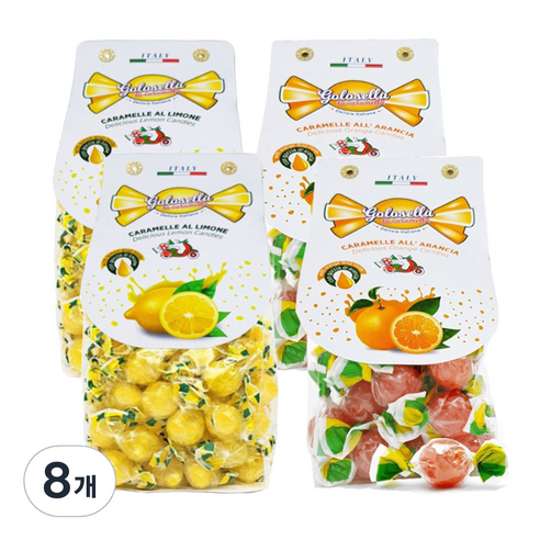 골로셀라 캔디 레몬 200g x 2p + 오렌지 200g x 2p 세트, 8개