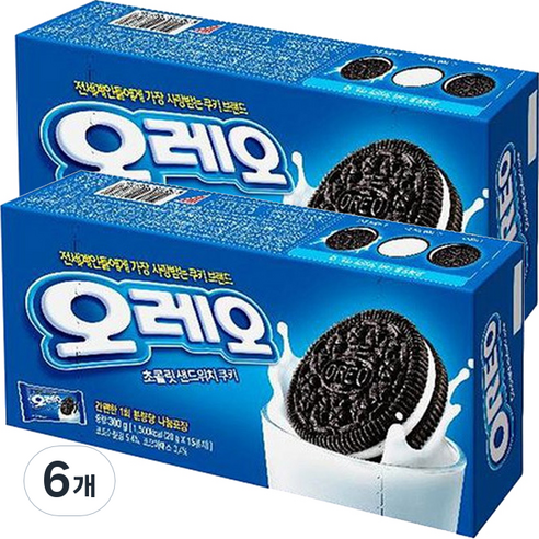 오레오 초콜릿 샌드위치 쿠키, 300g, 6개