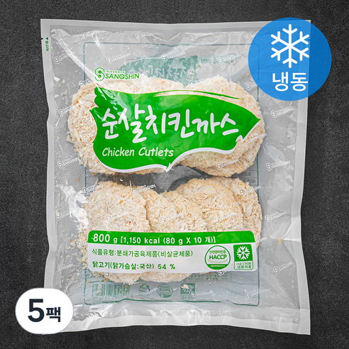 상신 순살 치킨까스 10장 (냉동), 800g, 5팩