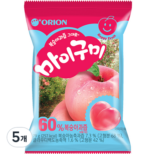 오리온 마이구미 복숭아 1개입, 79g, 5개