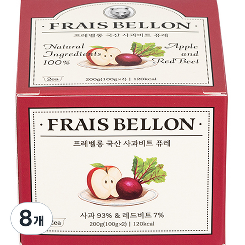 프레벨롱 국산 과일 퓨레, 혼합맛(사과/비트), 100g, 8개