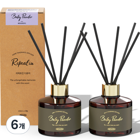 리피트인 퍼퓸 디퓨저, 베이비파우더, 200ml, 6개