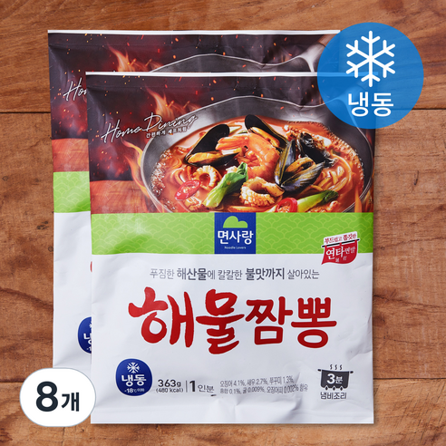 면사랑 해물짬뽕 팩면 (냉동), 363g, 8개