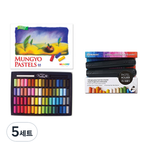 문교 일반 사각파스텔 64p + 파스텔홀더 2p, 64색, 5세트