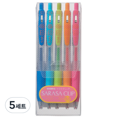제브라 사라사클립볼펜 0.3mm, 5색, 5세트