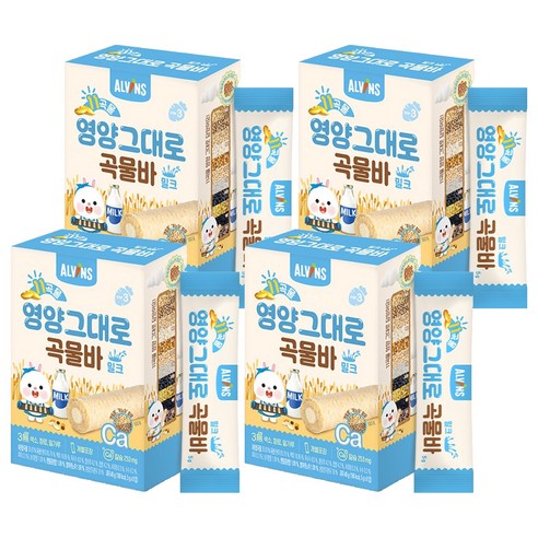 엘빈즈 11곡물 영양그대로 곡물바, 우유맛, 40g, 4개