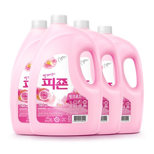 환경보호 생활용품  피죤 레귤러 섬유유연제 핑크로즈 본품, 4210ml, 4개