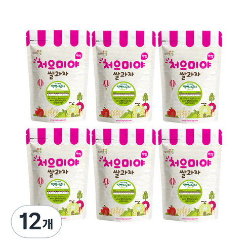 쌀과자마을 처으미야 떡뻥 과자, 시금치, 12개, 30g