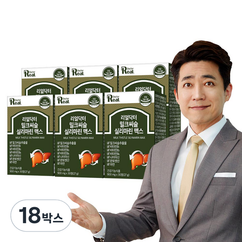 리얼닥터 밀크씨슬 실리마린 맥스 27g, 30정, 18박스