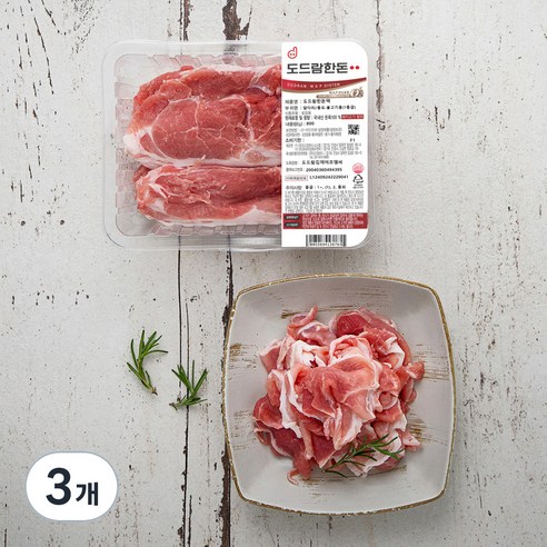 도드람한돈 앞다리 불고기용 1등급 (냉장), 800g, 3개