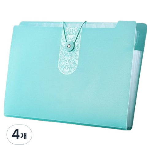 올인셀 데일리 아코디언파일 5칸 A4, 스카이블루, 4개