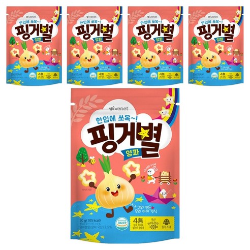 아이배냇 아동용 핑거별 쌀과자, 양파맛, 5개