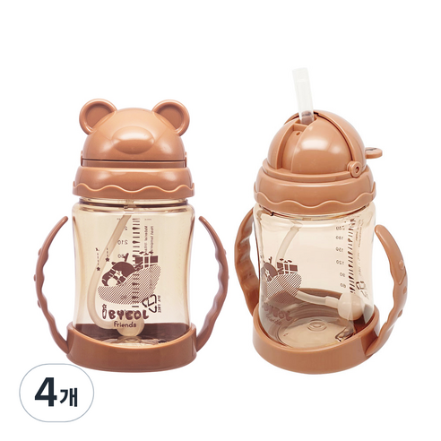 아이별프렌즈 트라이탄 주스컵 280ml, 브라운, 4개