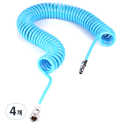 코리아뉴메틱 PU 우레탄 코일 콤프레샤호스 청색 10mm x 6.5mm x 7.5m, 4개