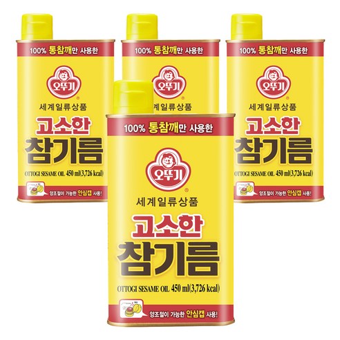 오뚜기 고소한 참기름, 450ml, 4개