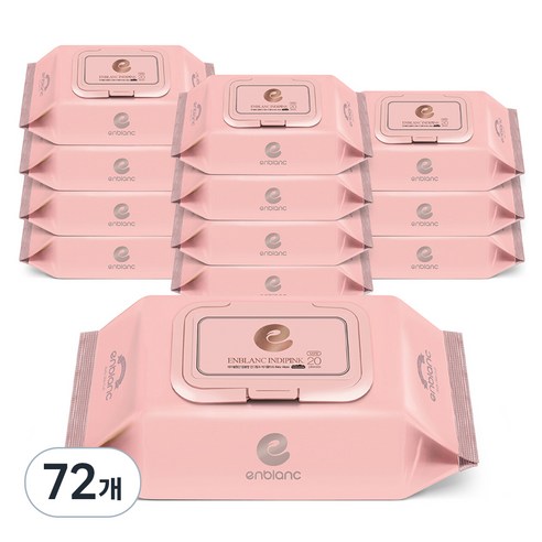 앙블랑 세이프 인디핑크 유아물티슈 휴대캡형 63gsm, 63g, 20개입, 72개